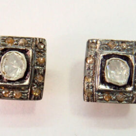 polki earrings 0.4 Tcw  Rose Cut Diamond 925 Sterling Silver fine antique jewelry