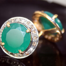 antique earrings 2.8 Tcw Emerald Rose Cut Diamond 925 Sterling Silver vintage style jewelry