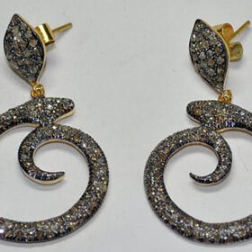 rose cut earrings 4.85 Tcw  Rose Cut Diamond 925 Sterling Silver antique vintage jewelry