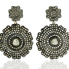 victorian earrings 6.15 Tcw  Rose Cut Diamond 925 Sterling Silver vintage jewelry