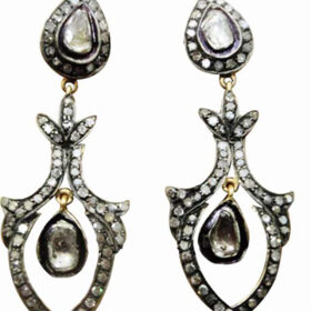 antique earrings 2.8 Tcw  Rose Cut Diamond 925 Sterling Silver vintage style jewelry