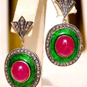 vintage earrings 3.25 Tcw Ruby Rose Cut Diamond 925 Sterling Silver vintage diamond jewelry