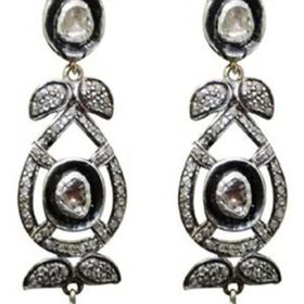 antique earrings 3.45 Tcw  Rose Cut Diamond 925 Sterling Silver vintage style jewelry