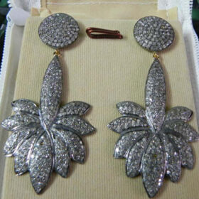 victorian earrings 3.7 Tcw  Rose Cut Diamond 925 Sterling Silver vintage art deco jewelry