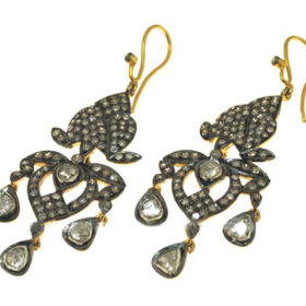 polki earrings 3.8 Tcw  Rose Cut Diamond 925 Sterling Silver vintage jewelry