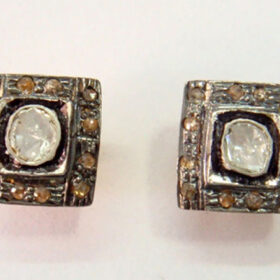 antique earrings 0.4 Tcw  Rose Cut Diamond 925 Sterling Silver antique vintage jewelry