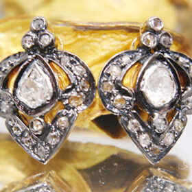 vintage earrings 0.66 Tcw  Rose Cut Diamond 925 Sterling Silver vintage diamond jewelry