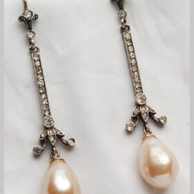 victorian earrings 3.8 Tcw Pearl Rose Cut Diamond 925 Sterling Silver vintage jewelry