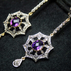 vintage earrings 3.98 Tcw Amethyst Rose Cut Diamond 925 Sterling Silver art deco jewelry