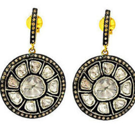 victorian earrings 3.55 Tcw  Rose Cut Diamond 925 Sterling Silver vintage art deco jewelry