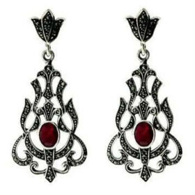 rose cut earrings 6 Tcw Ruby Rose Cut Diamond 925 Sterling Silver vintage style jewelry