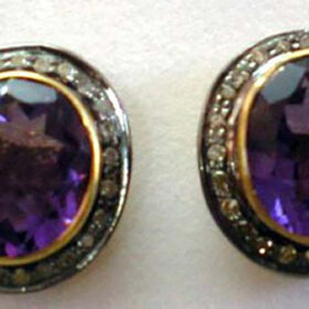 victorian earrings 3.5 Tcw Amethyst Rose Cut Diamond 925 Sterling Silver vintage art deco jewelry