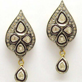 rose cut earrings 2.4 Tcw  Rose Cut Diamond 925 Sterling Silver victorian jewelry