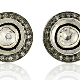 polki earrings 0.9 Tcw  Rose Cut Diamond 925 Sterling Silver vintage art deco jewelry
