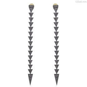 uncut earrings 3.7 Tcw  Rose Cut Diamond 925 Sterling Silver art deco jewelry