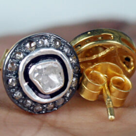victorian earrings 0.7 Tcw  Rose Cut Diamond 925 Sterling Silver vintage jewelry