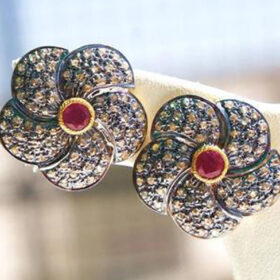 vintage earrings 3.3 Tcw Ruby Rose Cut Diamond 925 Sterling Silver art deco jewelry