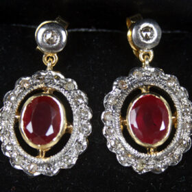 victorian earrings 4.2 Tcw Ruby Rose Cut Diamond 925 Sterling Silver fine antique jewelry