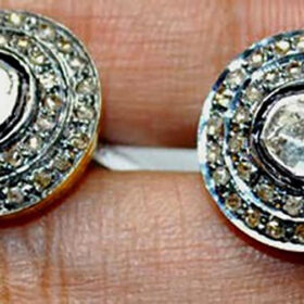 antique earrings 2.72 Tcw  Rose Cut Diamond 925 Sterling Silver victorian jewelry