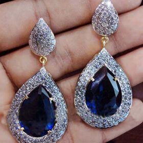 antique earrings 8.5 Tcw Blue Sapphire Rose Cut Diamond 925 Sterling Silver vintage style jewelry