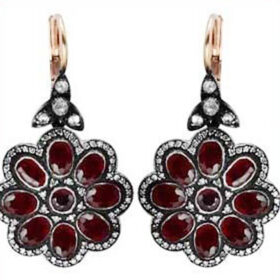 vintage earrings 17.5 Tcw Ruby Rose Cut Diamond 925 Sterling Silver antique jewelry