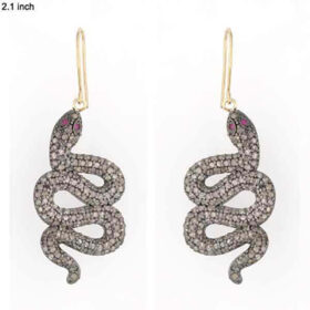 polki earrings 3.9 Tcw Ruby Rose Cut Diamond 925 Sterling Silver vintage jewelry