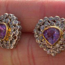 uncut earrings 2.6 Tcw Amethyst Rose Cut Diamond 925 Sterling Silver vintage diamond jewelry