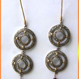 victorian earrings 4 Tcw Ruby Rose Cut Diamond 925 Sterling Silver antique jewelry