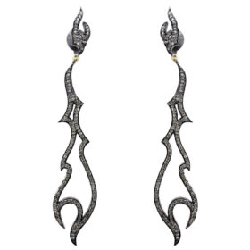 polki earrings 3.6 Tcw  Rose Cut Diamond 925 Sterling Silver art deco jewelry