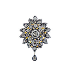 polki pendant 3.25 Tcw  Rose Cut Diamond 925 Sterling Silver vintage style jewelry