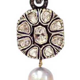 sterling silver pendants 2.65 Tcw Pearl Rose Cut Diamond 925 Sterling Silver fine antique jewelry