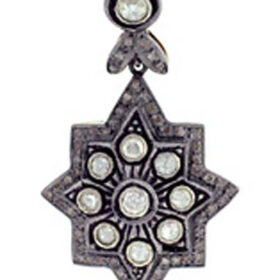 polki pendant 1.55 Tcw  Rose Cut Diamond 925 Sterling Silver antique vintage jewelry