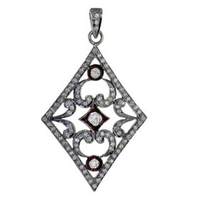 sterling silver pendants 1.45 Tcw  Rose Cut Diamond 925 Sterling Silver fine antique jewelry