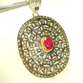 vintage pendant 3.15 Tcw Ruby Rose Cut Diamond 925 Sterling Silver vintage jewelry