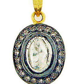 victorian pendant 0.62 Tcw  Rose Cut Diamond 925 Sterling Silver antique vintage jewelry