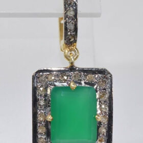 antique pendant 2.5 Tcw Emerald Rose Cut Diamond 925 Sterling Silver vintage diamond jewelry