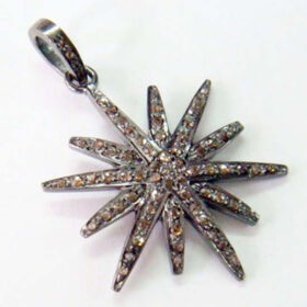 antique pendant 1.5 Tcw  Rose Cut Diamond 925 Sterling Silver art deco jewelry