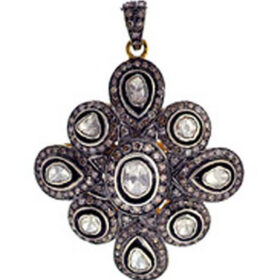 sterling silver pendants 2.85 Tcw  Rose Cut Diamond 925 Sterling Silver fine antique jewelry