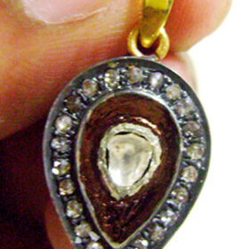 vintage pendant 0.56 Tcw  Rose Cut Diamond 925 Sterling Silver fine antique jewelry