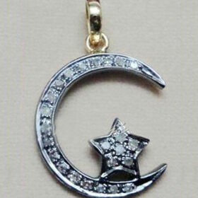 silver pendant 0.45 Tcw  Rose Cut Diamond 925 Sterling Silver antique jewelry