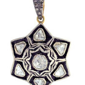 victorian pendant 0.55 Tcw  Rose Cut Diamond 925 Sterling Silver vintage style jewelry