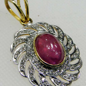 victorian pendant 4.25 Tcw Ruby Rose Cut Diamond 925 Sterling Silver fine antique jewelry