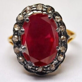 vintage engagement rings 3 Tcw Ruby Rose Cut Diamond 925 Sterling Silver vintage jewelry