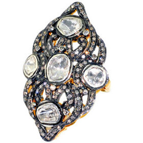 polki rings 2.1 Tcw  Rose Cut Diamond 925 Sterling Silver vintage diamond jewelry