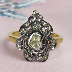victorian rings 0.55 Tcw  Rose Cut Diamond 925 Sterling Silver vintage art deco jewelry