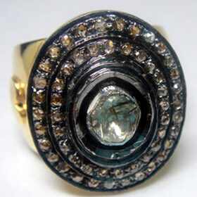 victorian rings 1.38 Tcw  Rose Cut Diamond 925 Sterling Silver vintage diamond jewelry