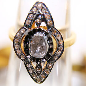 antique rings 0.9 Tcw  Rose Cut Diamond 925 Sterling Silver victorian jewelry