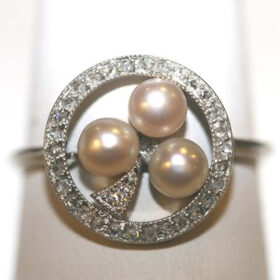 vintage engagement rings 3.6 Tcw Pearl Rose Cut Diamond 925 Sterling Silver vintage art deco jewelry