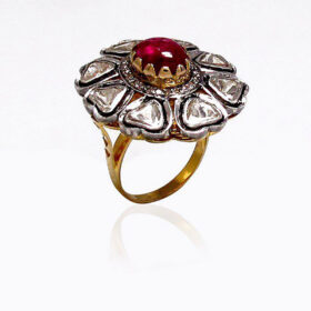 vintage engagement rings 1.48 Tcw Ruby Rose Cut Diamond 925 Sterling Silver vintage diamond jewelry