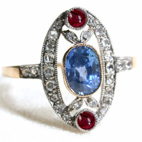 antique rings 2.52 Tcw Topaz, Ruby Rose Cut Diamond 925 Sterling Silver vintage jewelry